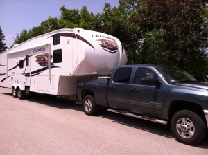 RV and truck hitched