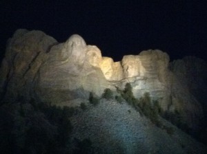 Mount Rushmore at night